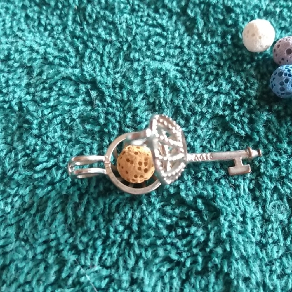 Silver Key Pendant with Colorful Beads - Picture 3 of 6